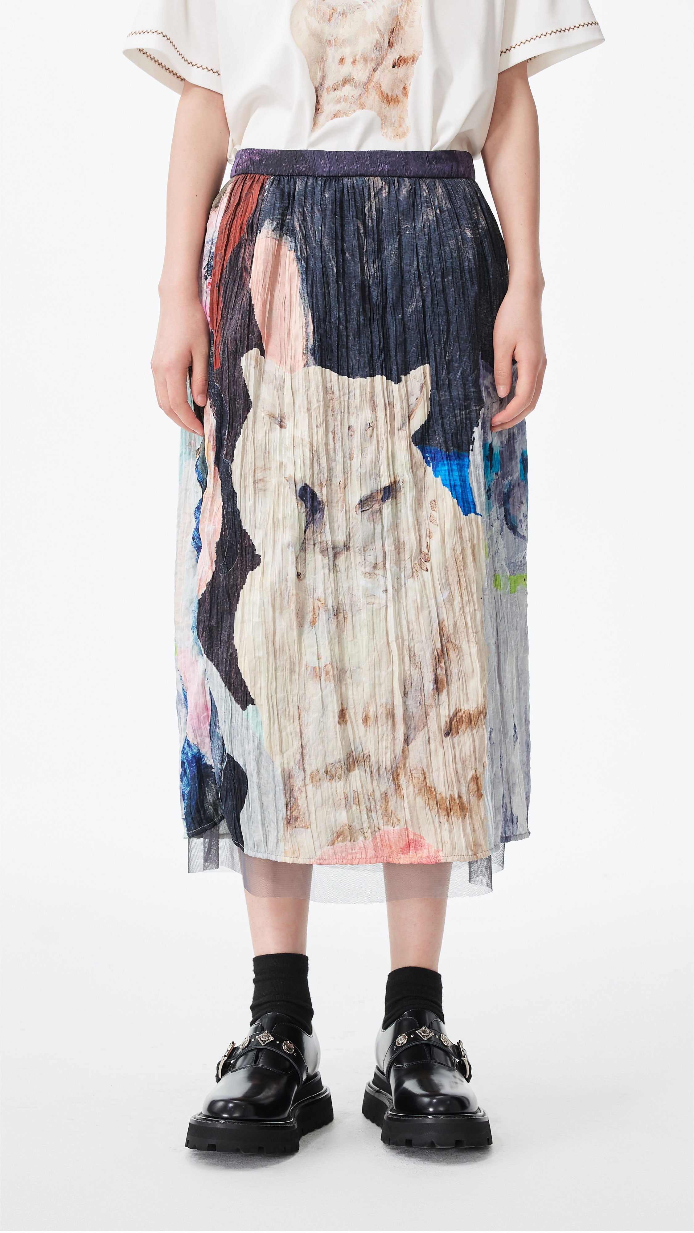 Crushed Mythical Animal Graphic Pencil Skirt