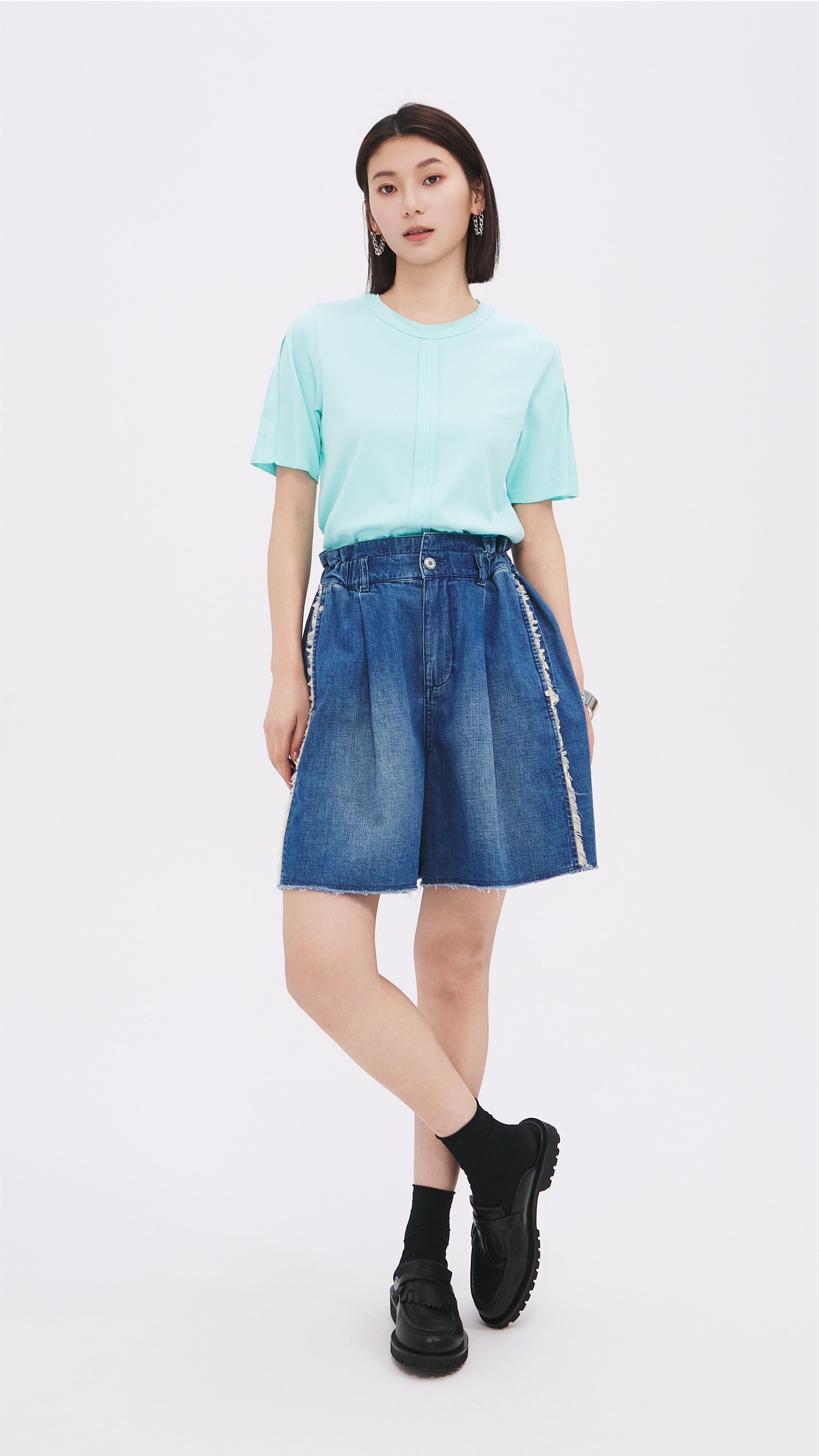 Tucks-trimmed T-Shirt