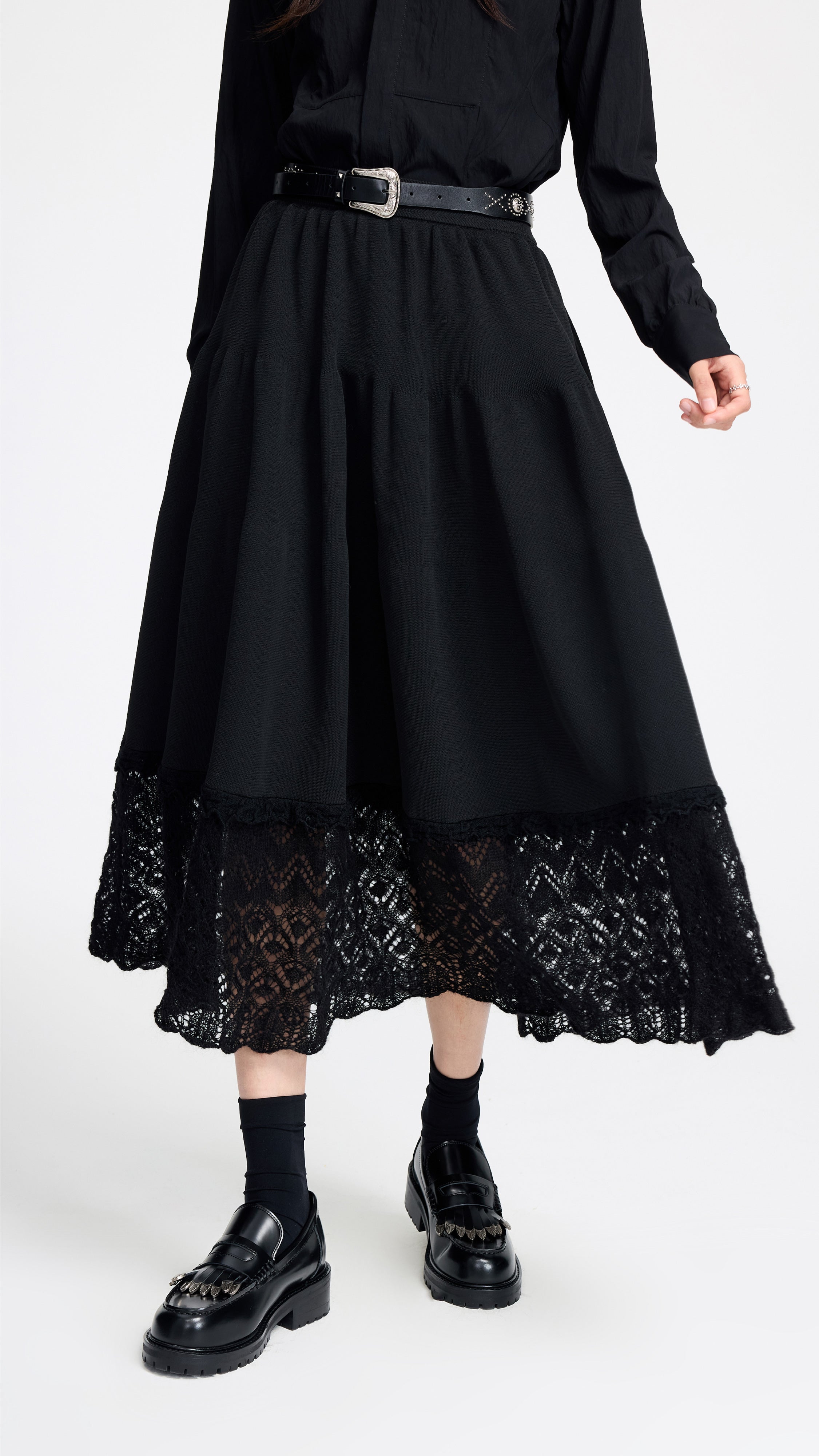 Knit Skirt With Mohair Hem