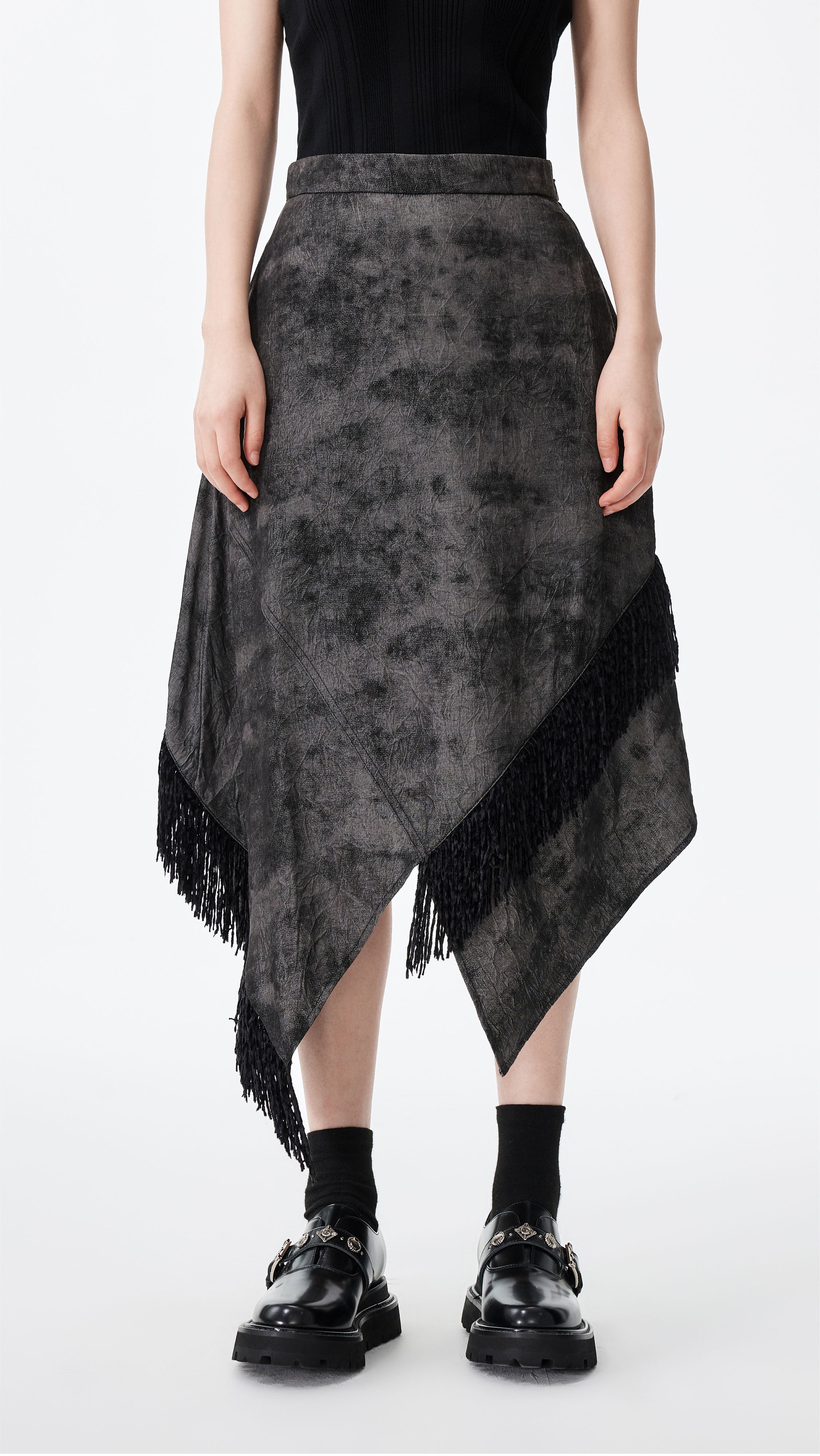 Western Faux Denim Pencil Skirt