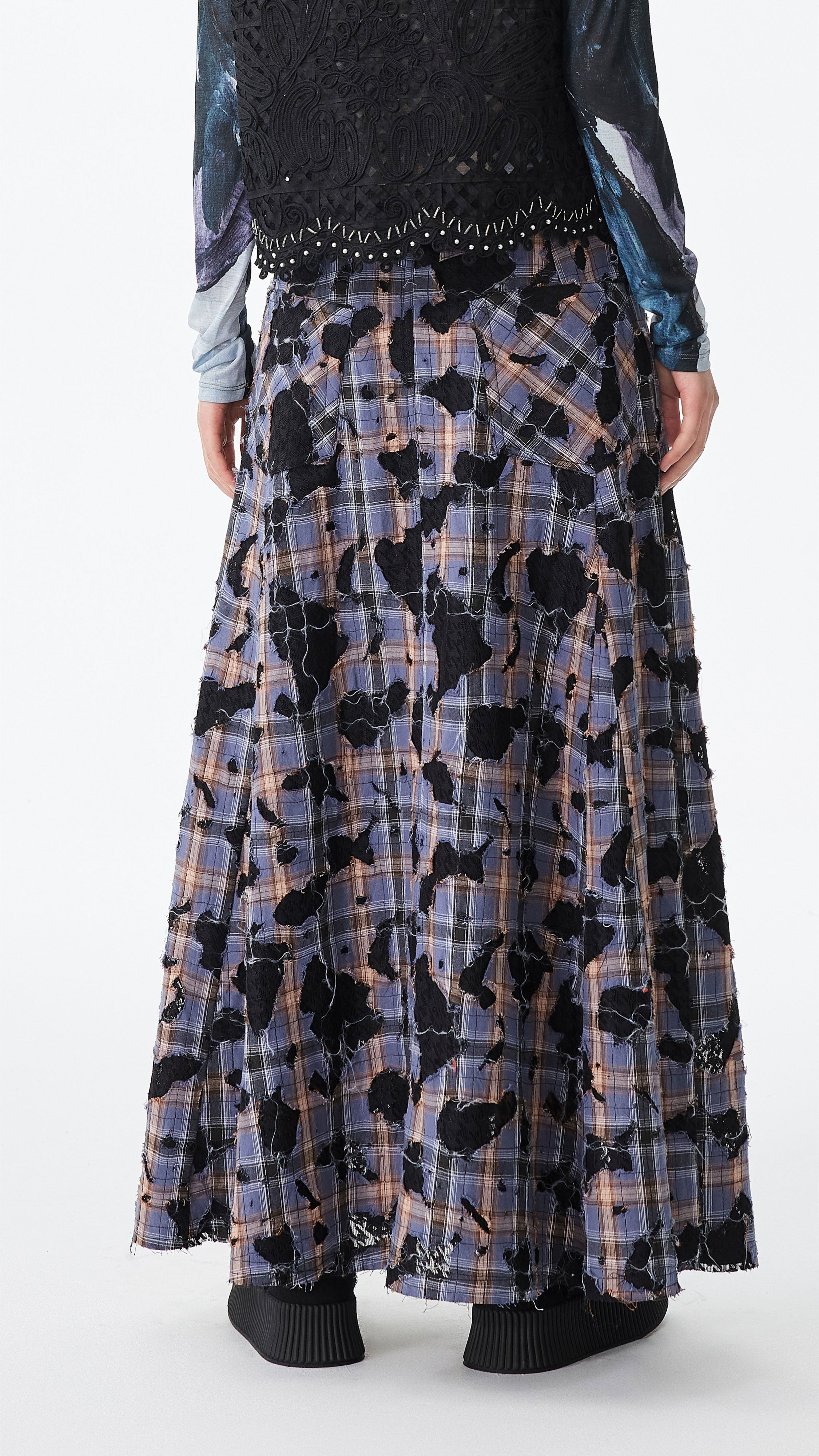 Patchwork Lace Flare Skirt