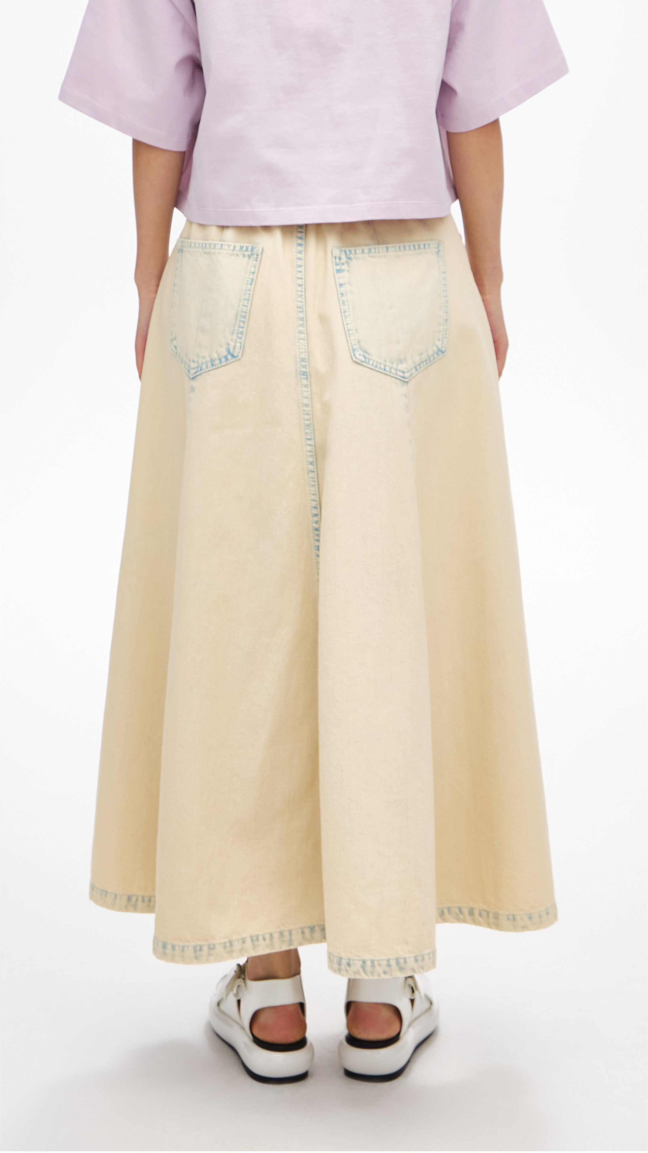 Bleach-washed Denim Skirt