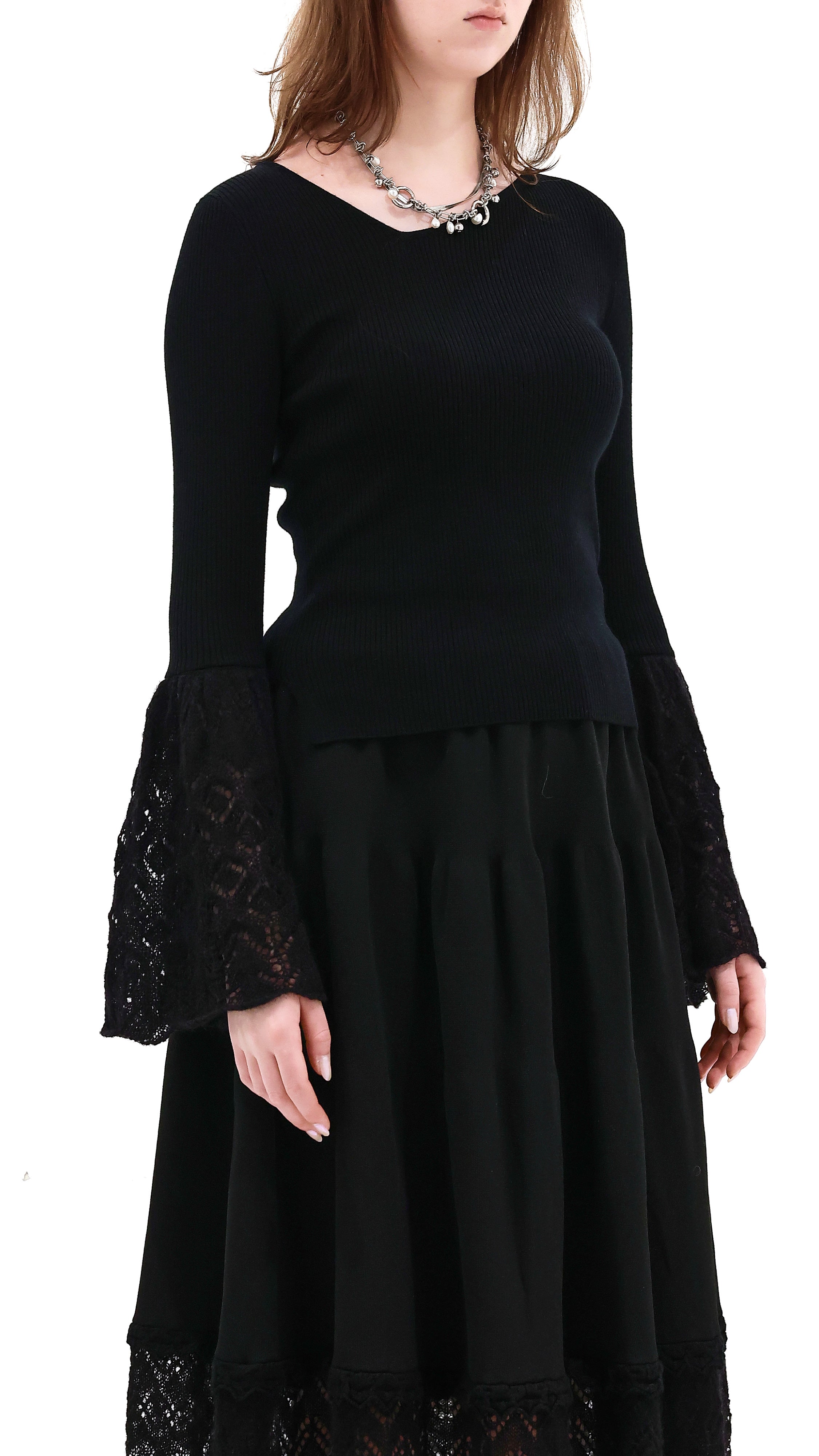 Sweater with Mohair Bell Shaped Sleeved