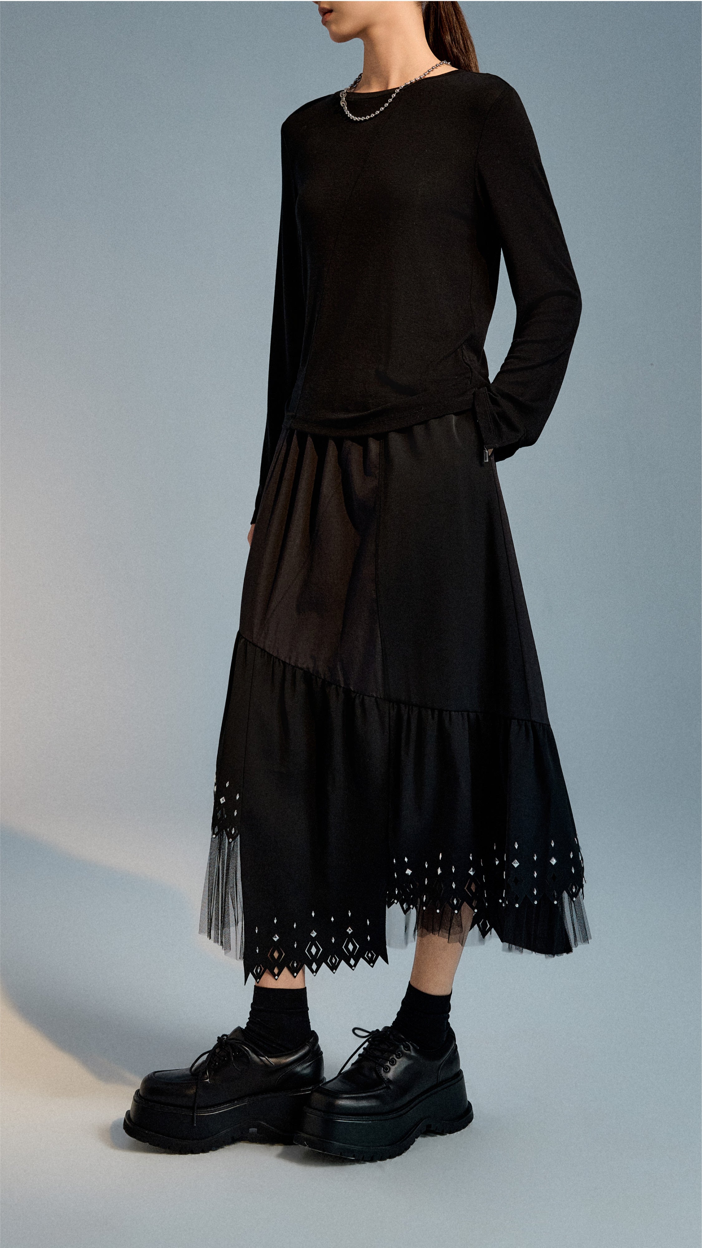 Asymmetric Skirt with Sprinkle Hems