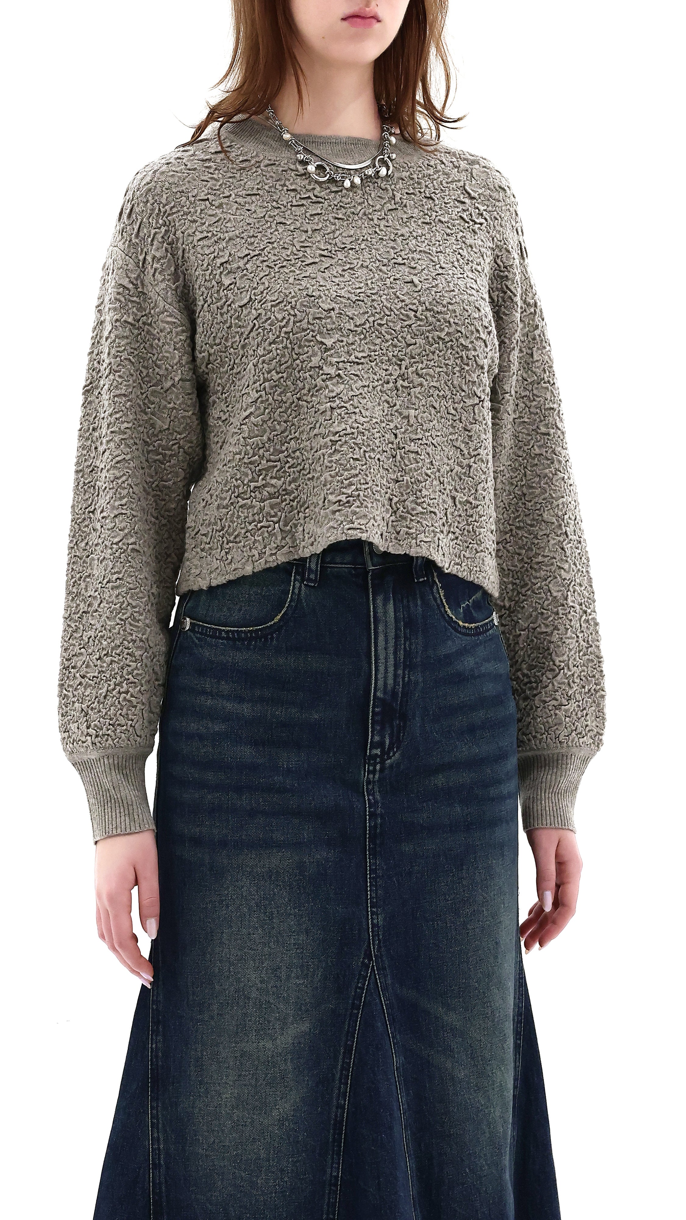 Cropped Textual Sweater
