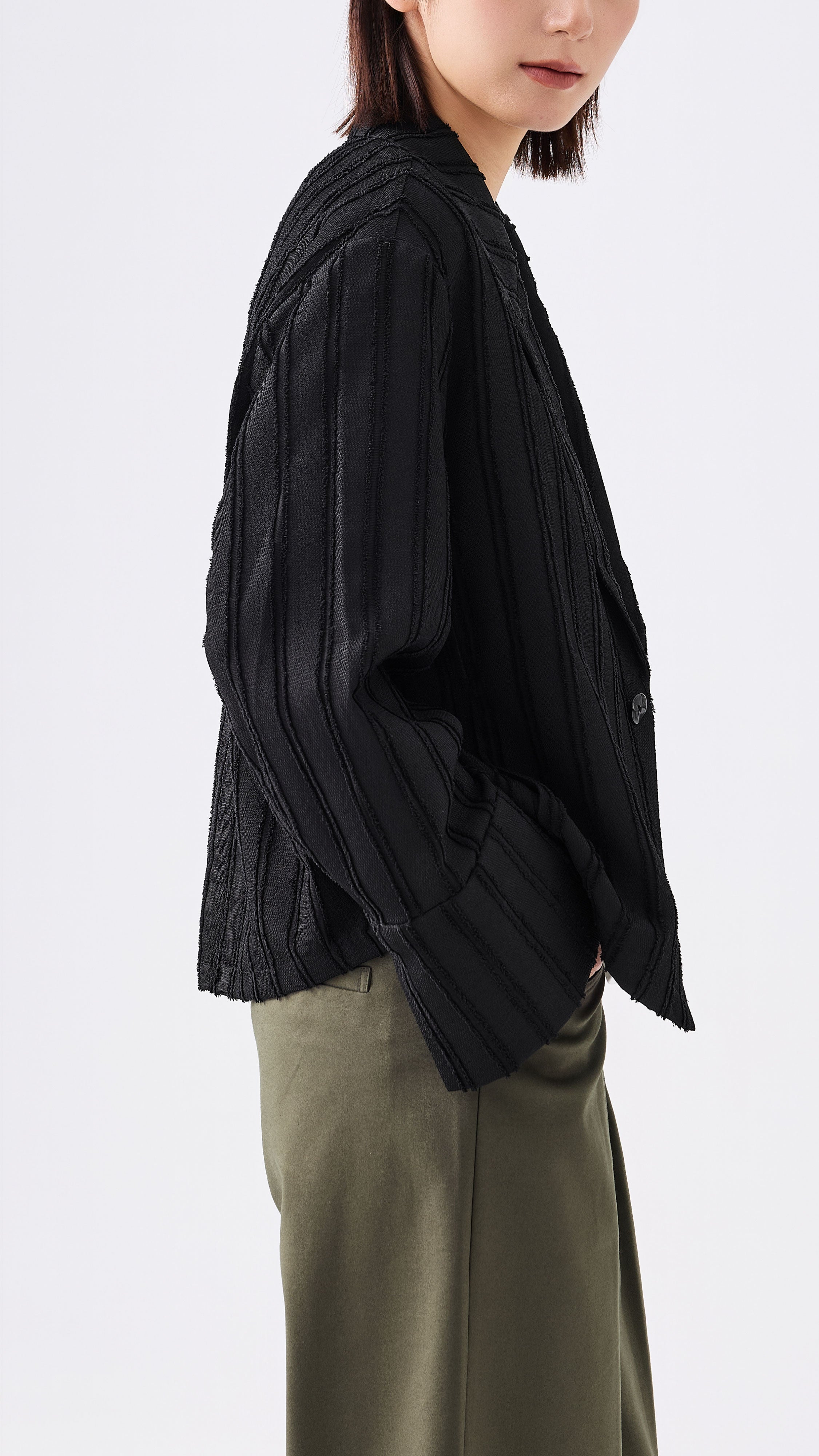 Stripe Jacquard Crop Blazer