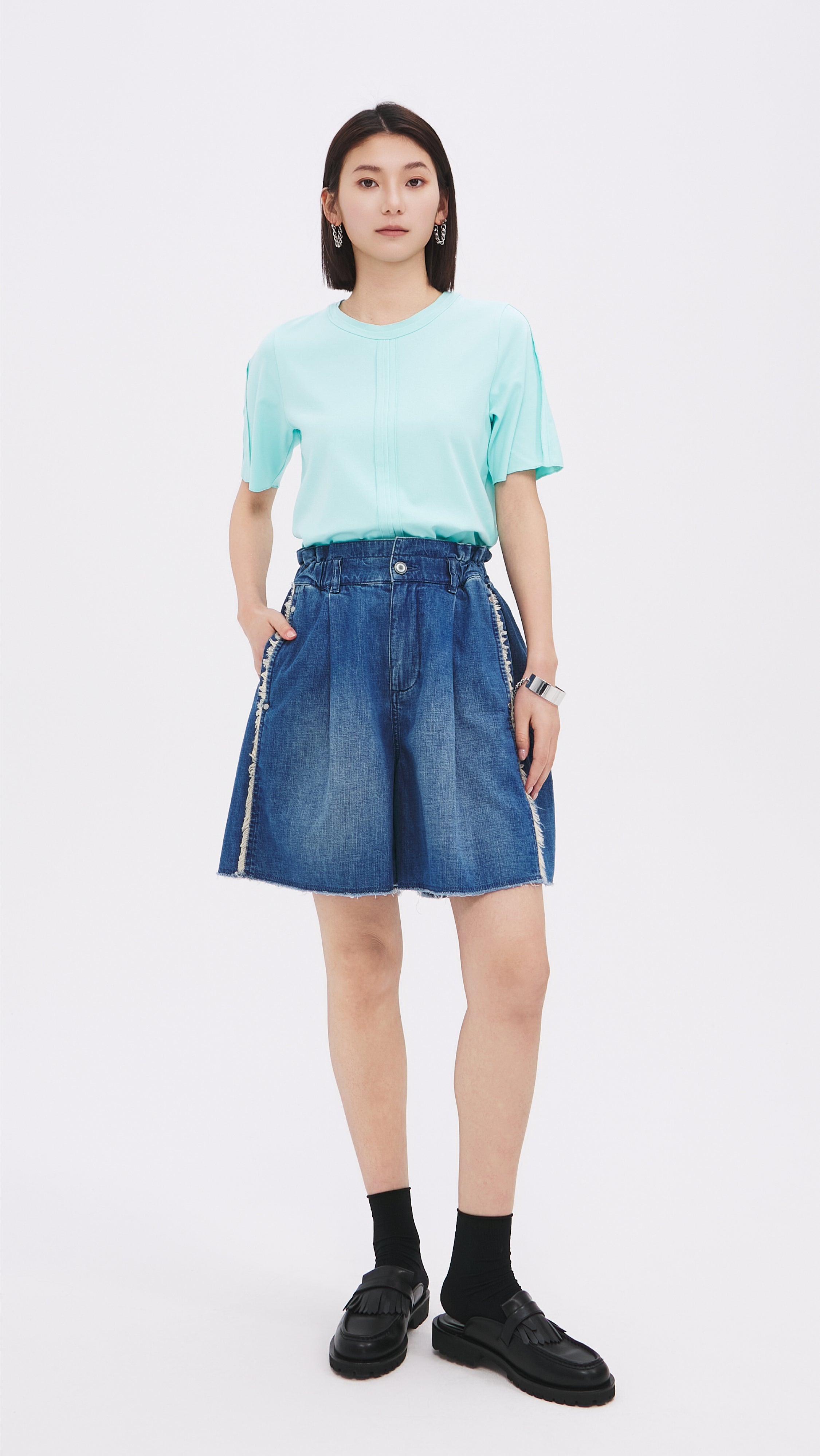 Tucks-trimmed T-Shirt