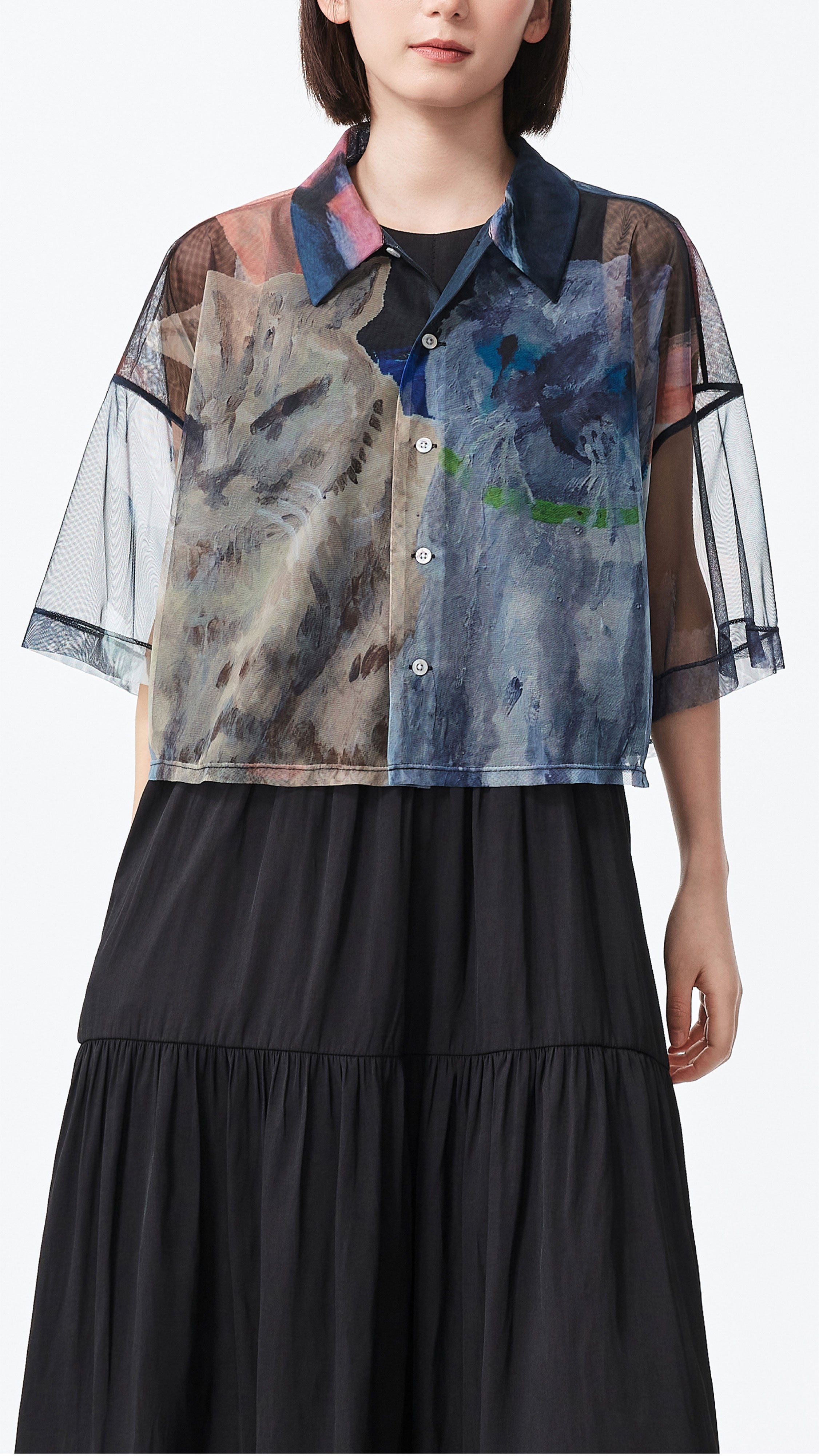 Mythical Animal Graphic Printed Mesh Shirt