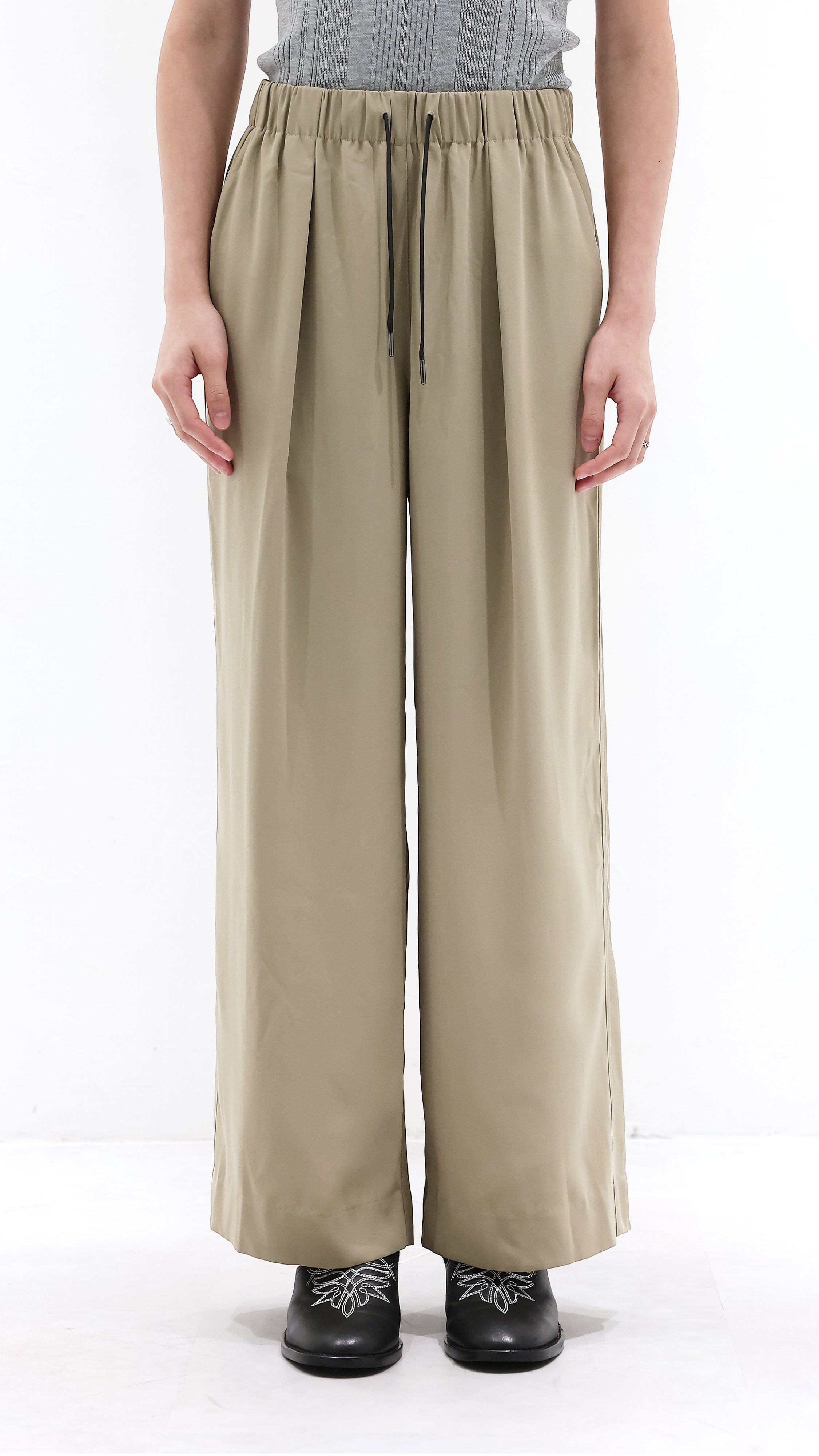 Wide-Leg Drawstring Pants